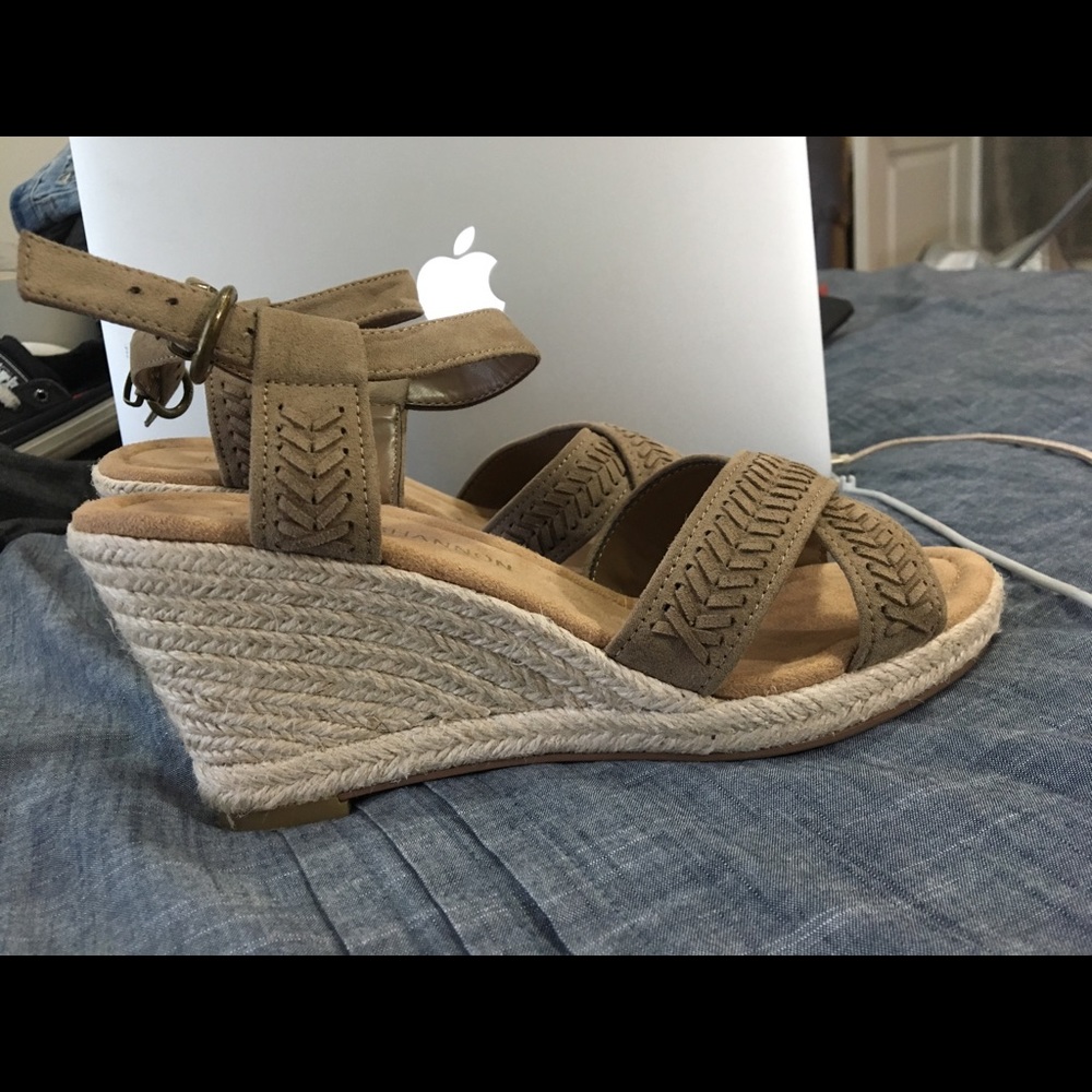 Tan heeled sandals size 8
